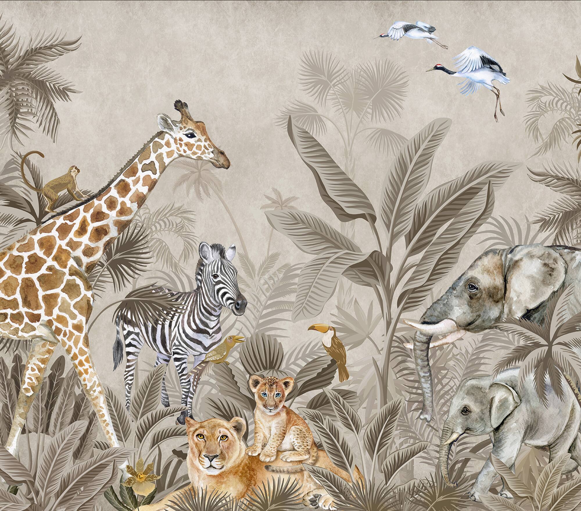 Designs Direct Safari Tales Taupe Wall Mural